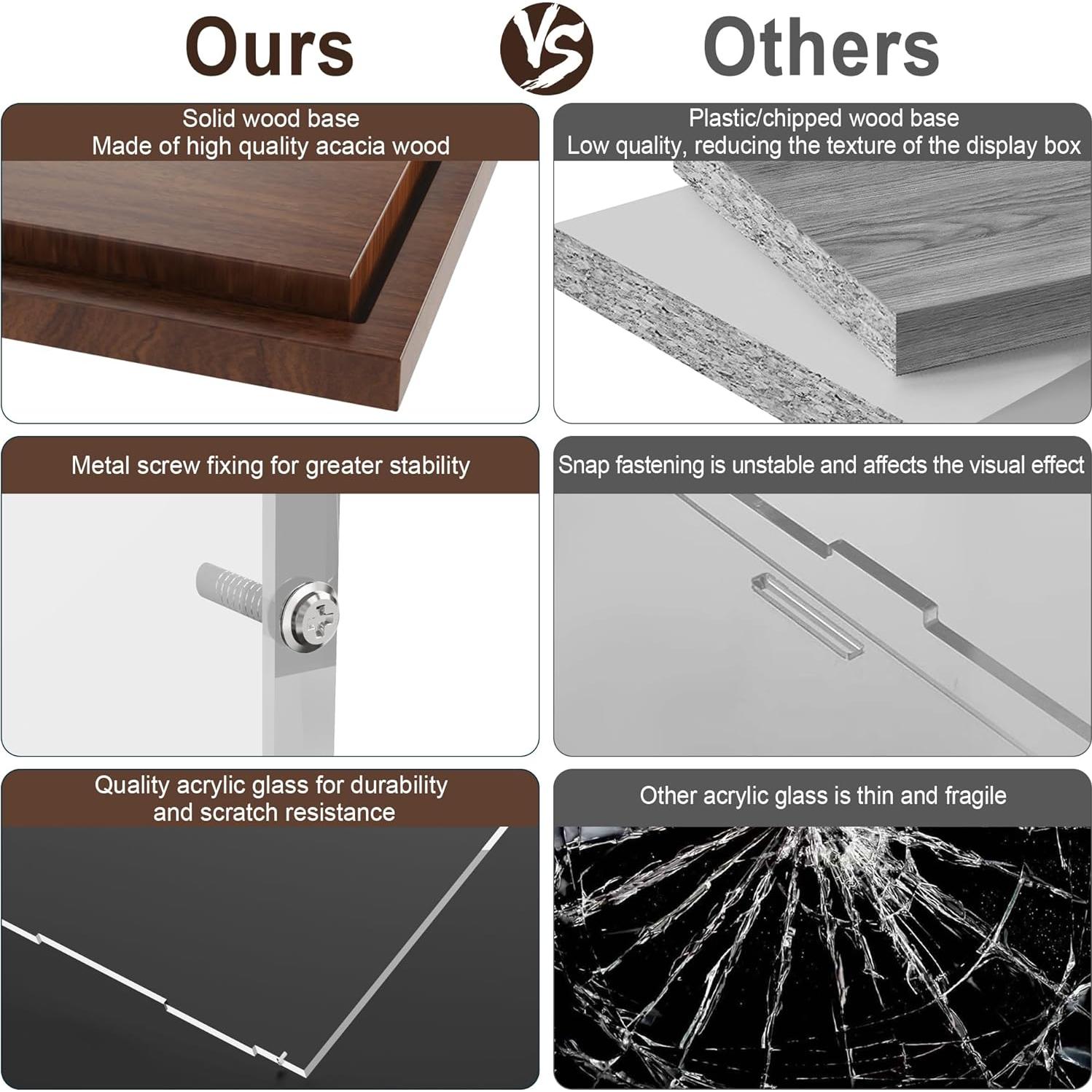 Caja de Exhibición para Guantes de Boxeo VGMiu con Base de Madera