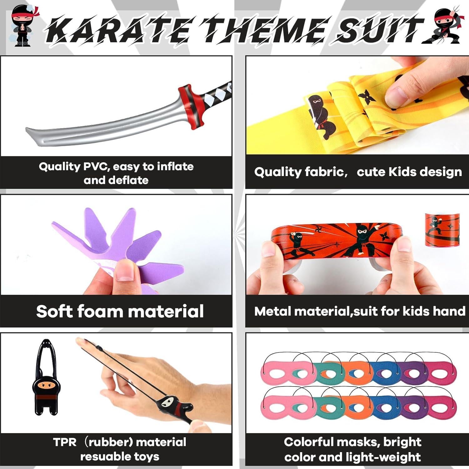 Set de Fiesta de Karate ZOIIWA 72 Piezas - Accesorios Coloridos