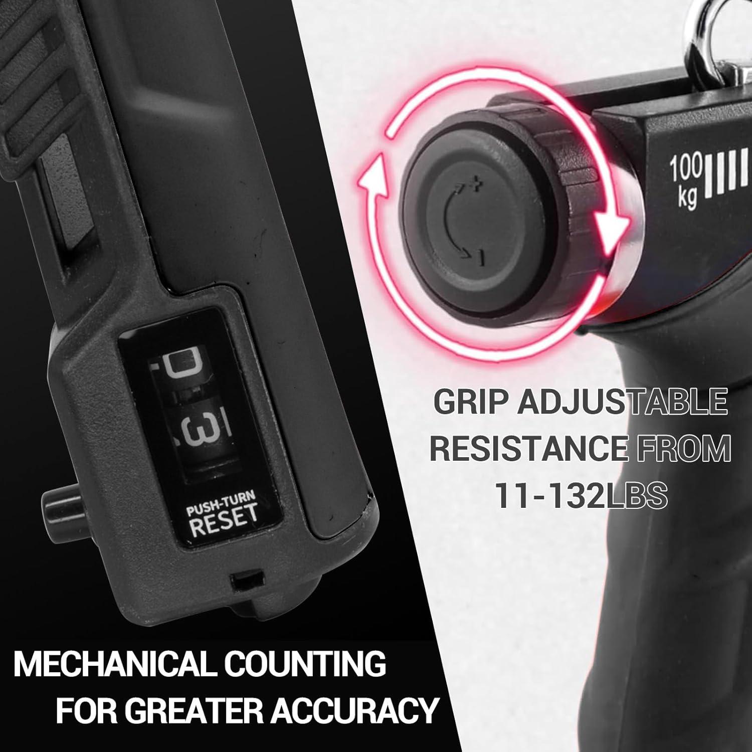 Fortalecedor de Agarre de Mano YESIMET 5-100kg Ajustable con Conteo