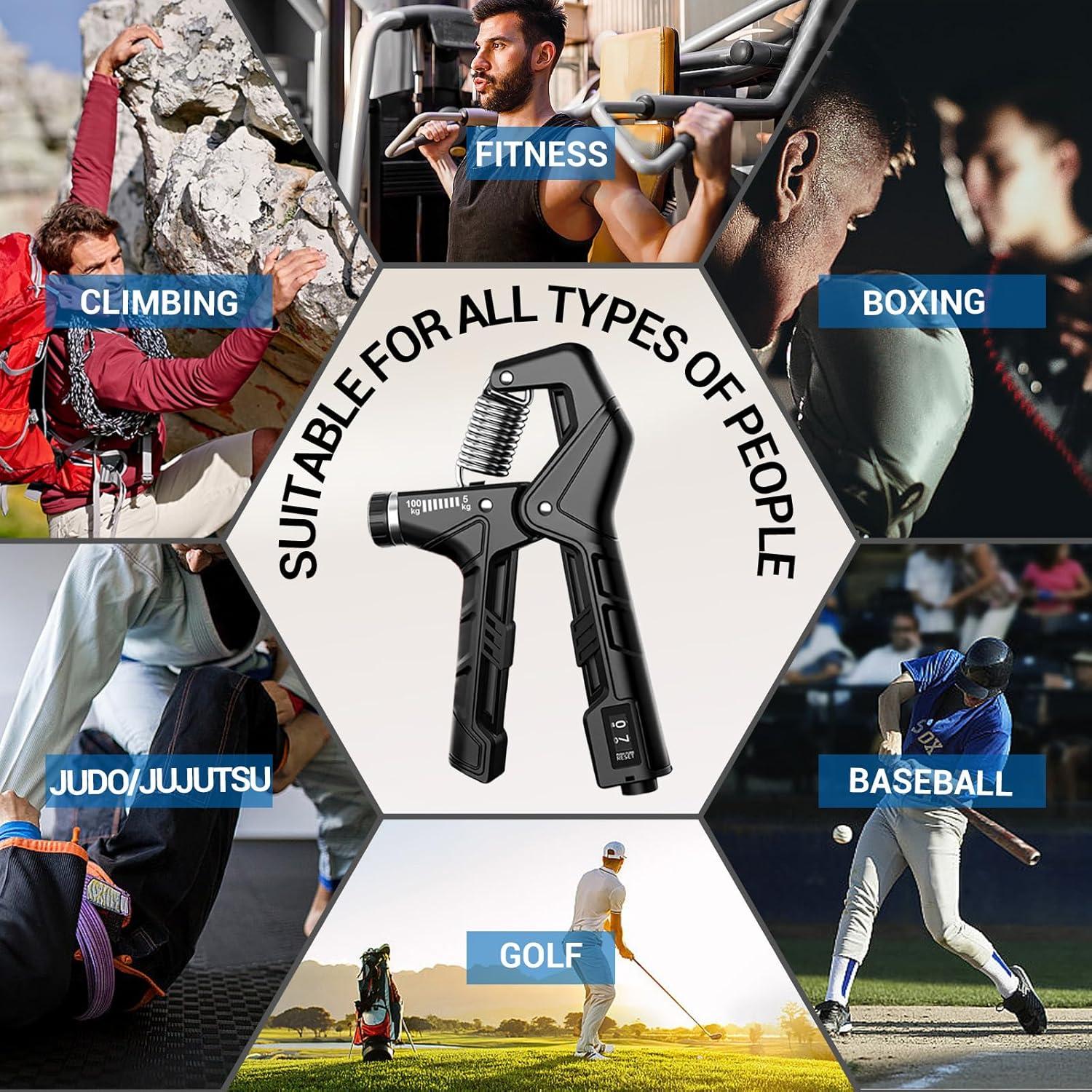 Fortalecedor de Agarre de Mano YESIMET 5-100kg Ajustable con Conteo