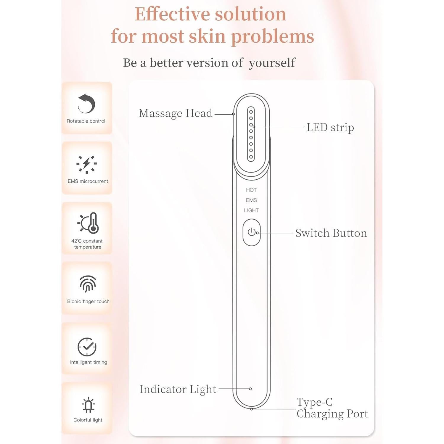 Varita de Terapia de Luz Roja Gipider 7-en-1 Facial