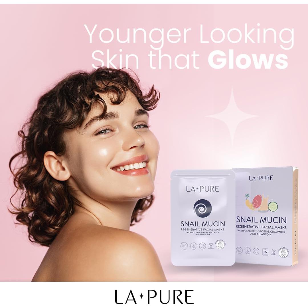 Mascarilla Facial de Mucina de Caracol LA PURE - 10 Unidades Hidratantes