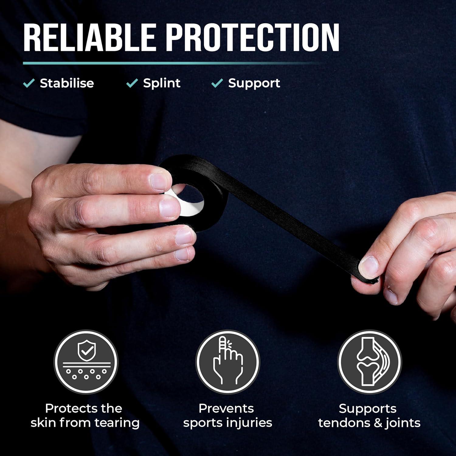 Cinta Deportiva para Dedos FT Fitness - 3 Rollos Negra