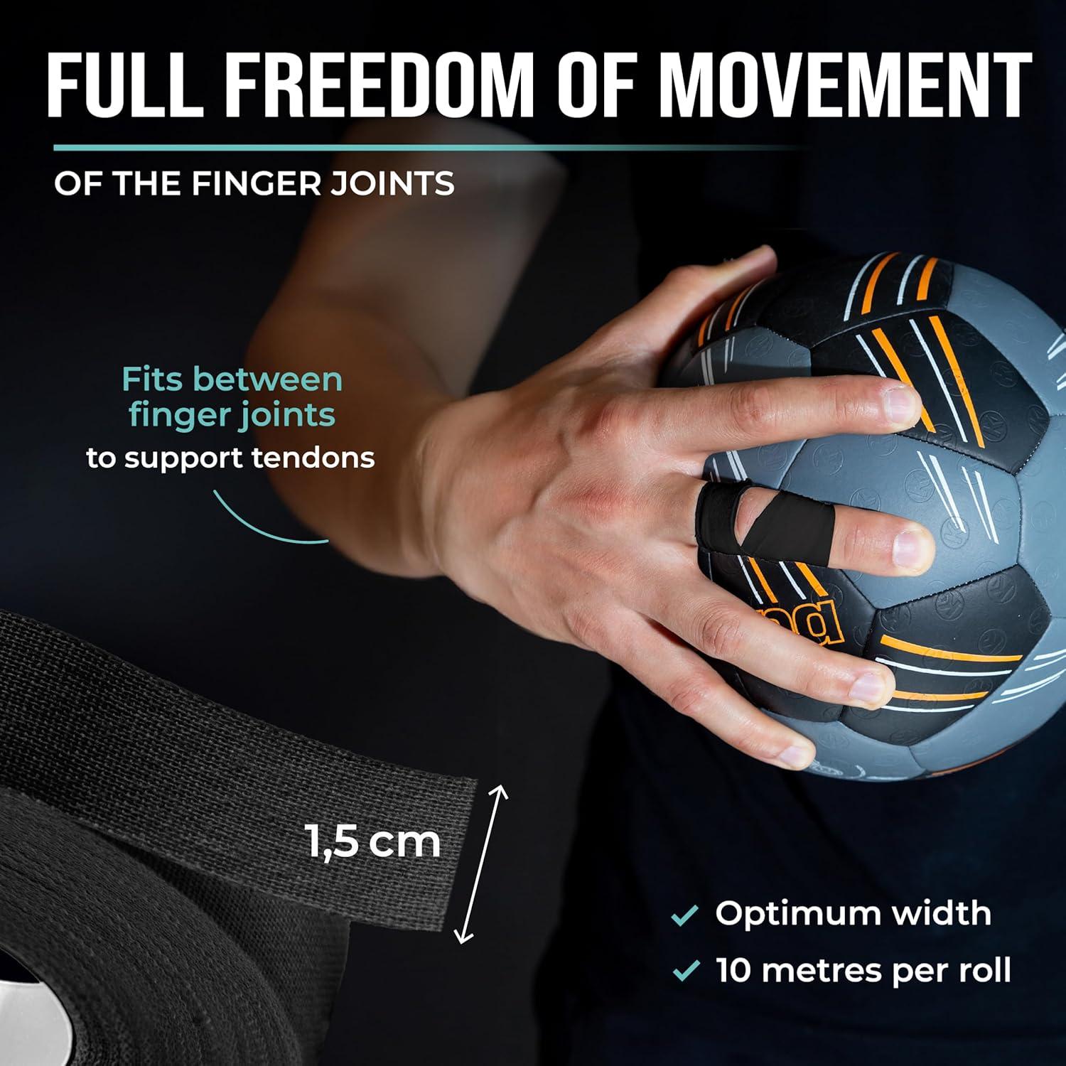 Cinta Deportiva para Dedos FT Fitness - 3 Rollos Negra