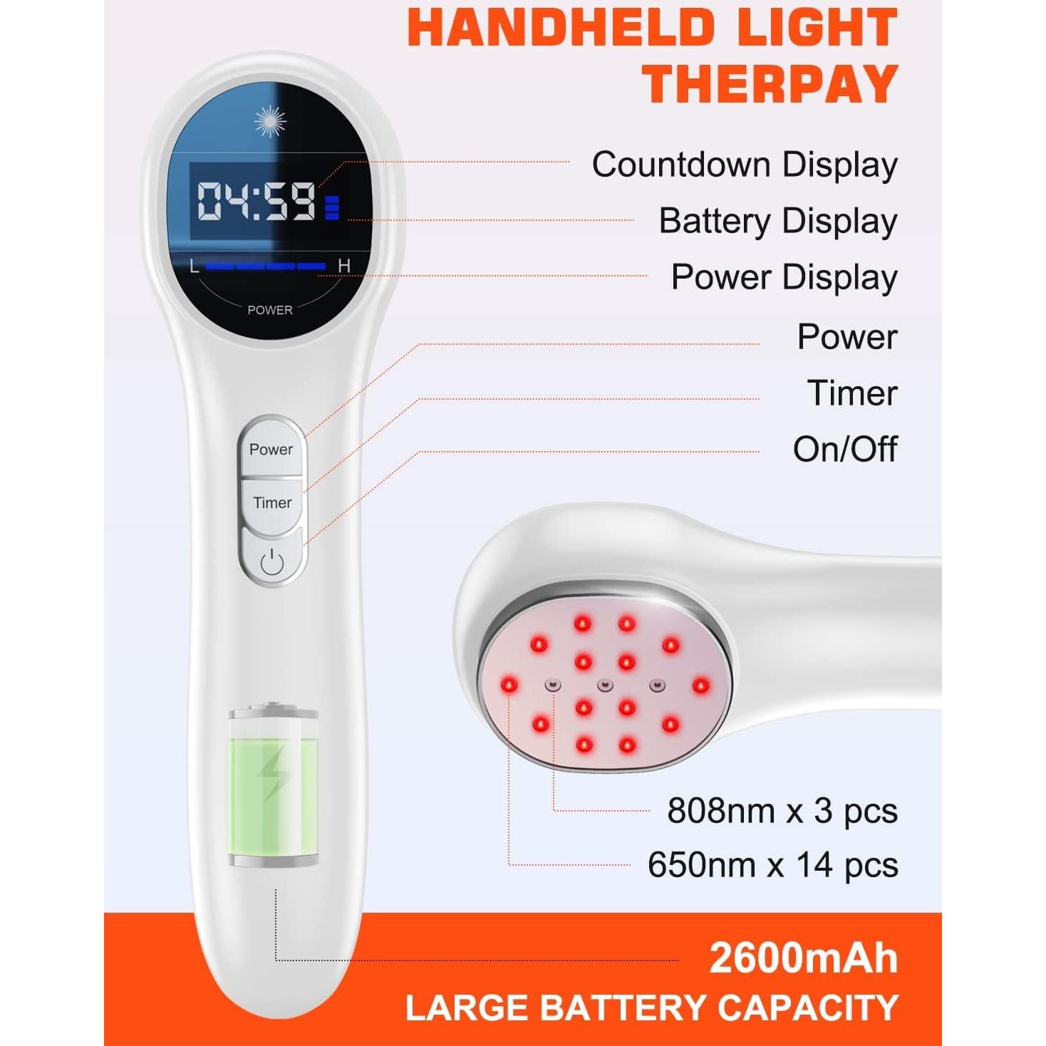 Dispositivo de Terapia de Luz Roja Holsn 14x650nm 3x808nm