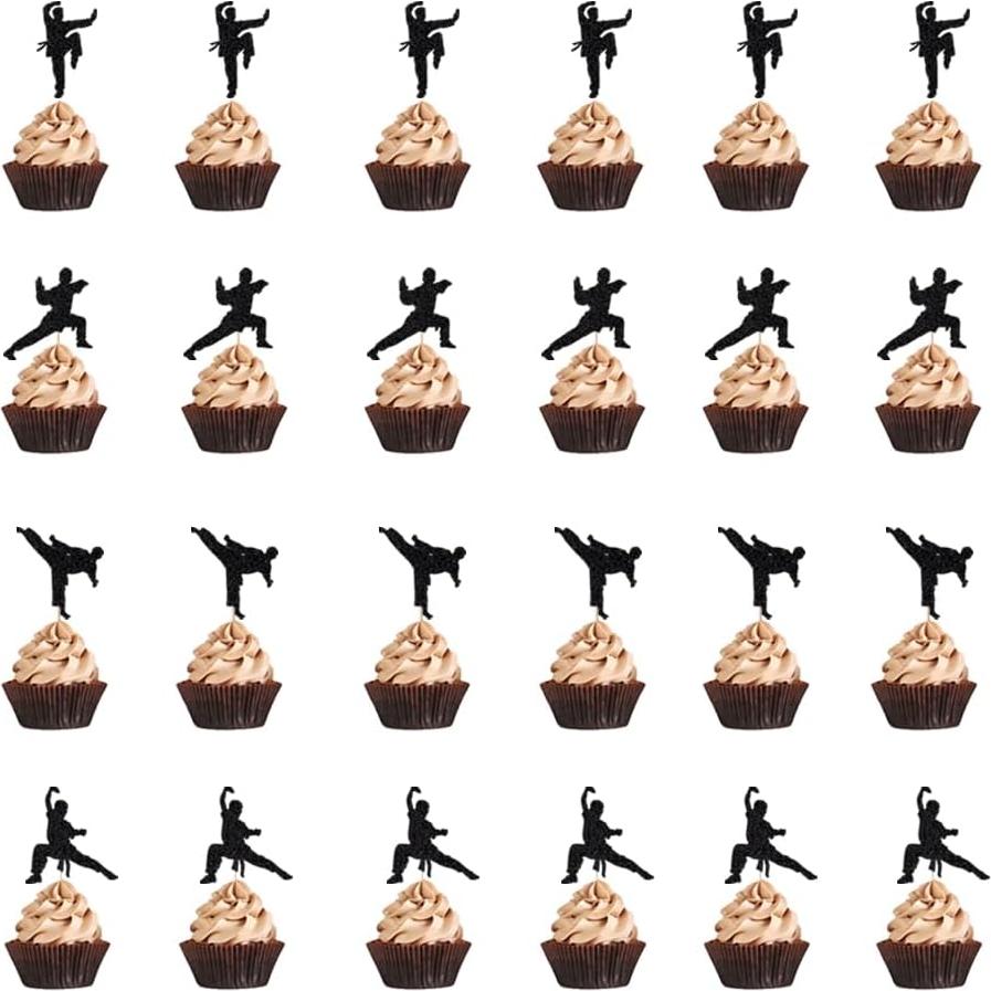 Adornos de Cupcake de Karate 24 Piezas - Duomijiejie