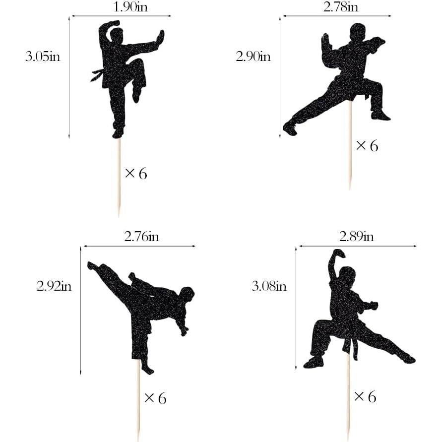 Adornos de Cupcake de Karate 24 Piezas - Duomijiejie