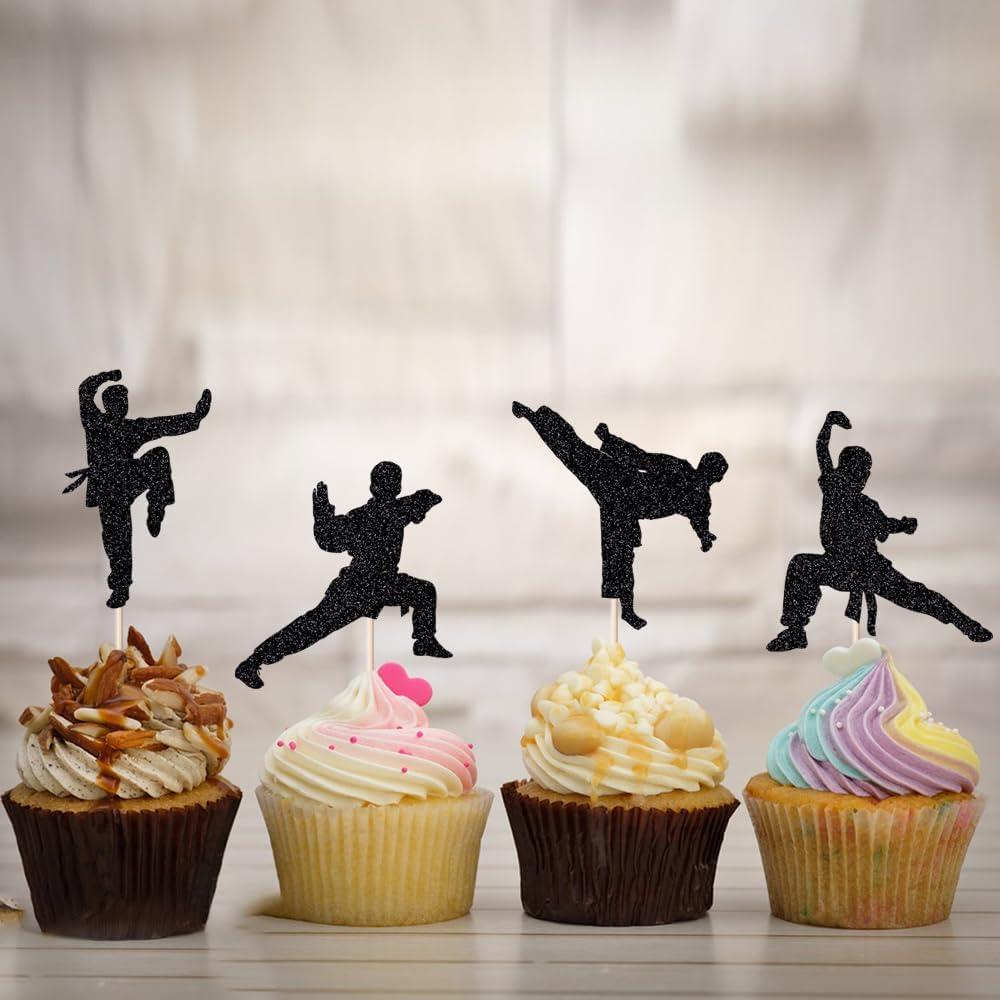 Adornos de Cupcake de Karate 24 Piezas - Duomijiejie