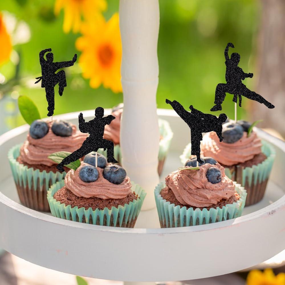 Adornos de Cupcake de Karate 24 Piezas - Duomijiejie