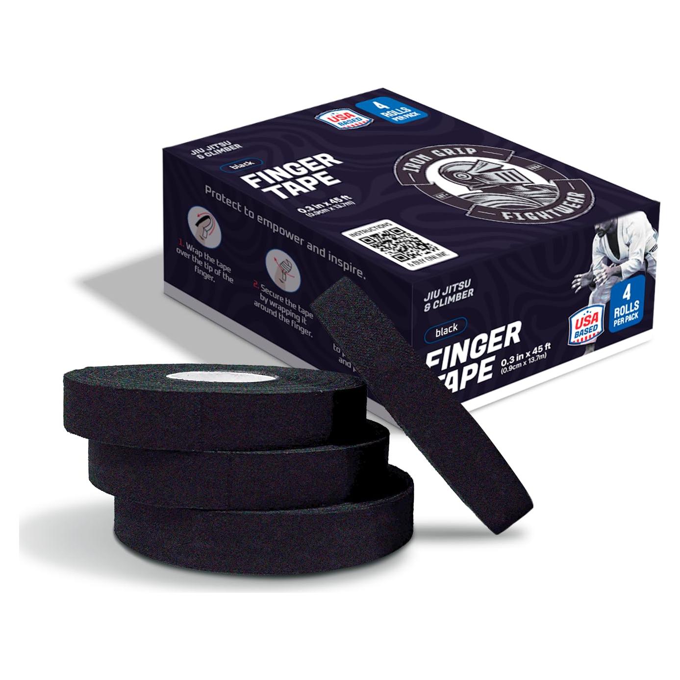 Cinta para Dedos IronGrip Negra 4 Rollos 0.76 cm x 13.72 m