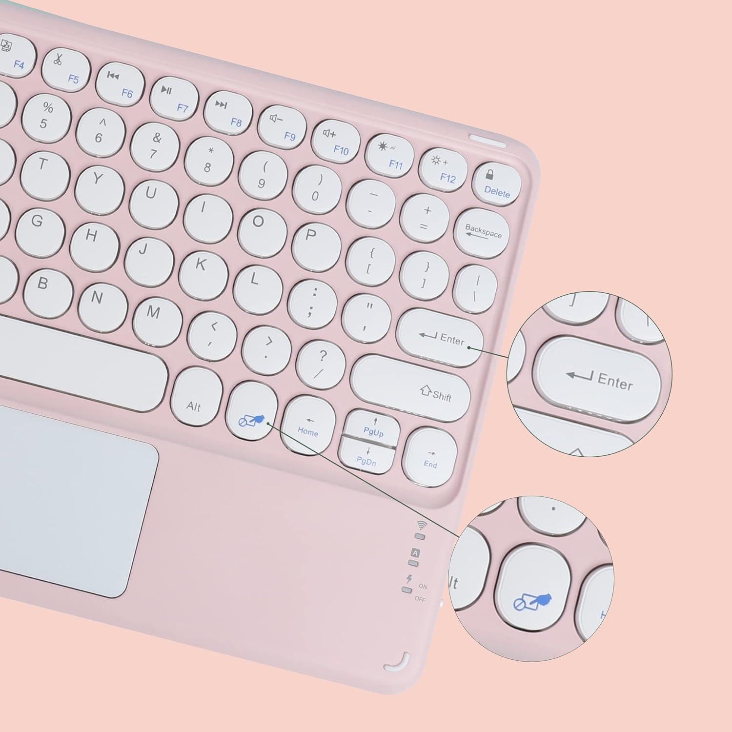 Teclado Inalámbrico Bebettor con Touchpad 10 Pulgadas Rosa