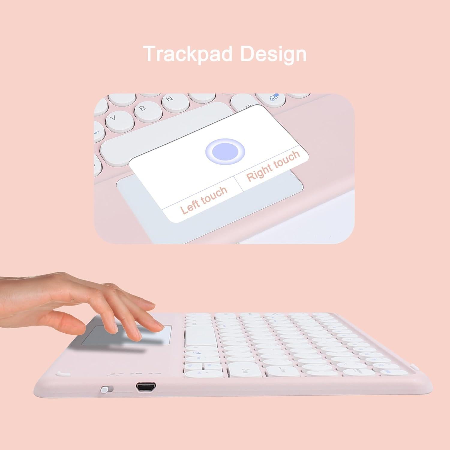 Teclado Inalámbrico Bebettor con Touchpad 10 Pulgadas Rosa