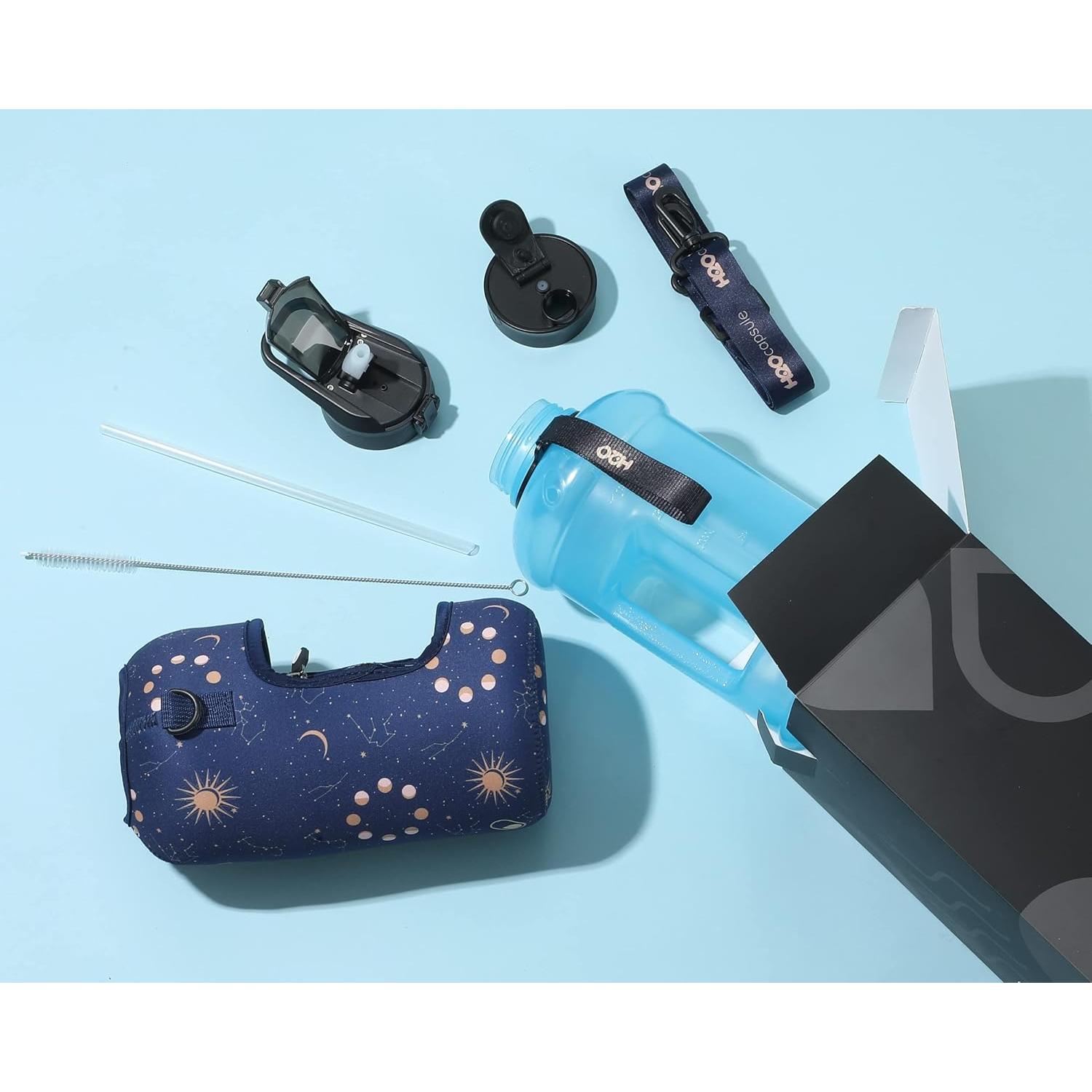 Botella de Agua H2O Capsule 2.2L con Funda y Popote - Libre de BPA