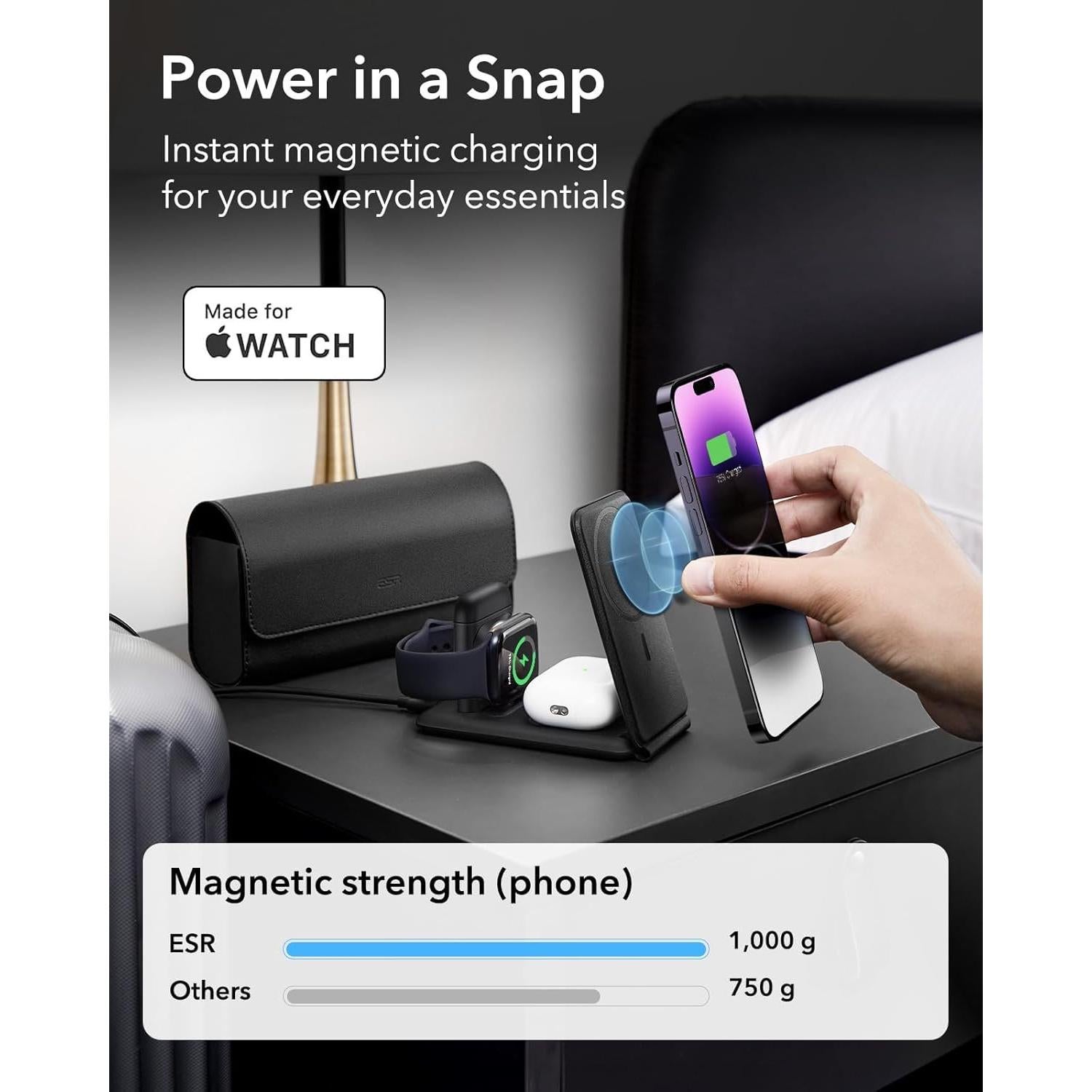 Cargador 3 en 1 ESR Magsafe para iPhone y Apple Watch