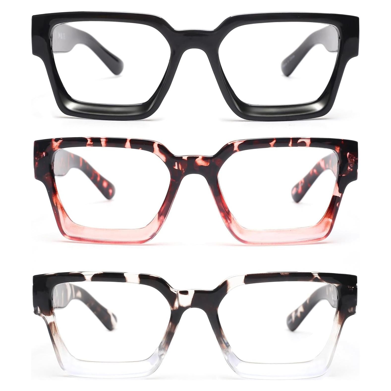 Gafas de Lectura JM 3 Paquetes Estilo Cuadrado con Filtro UV