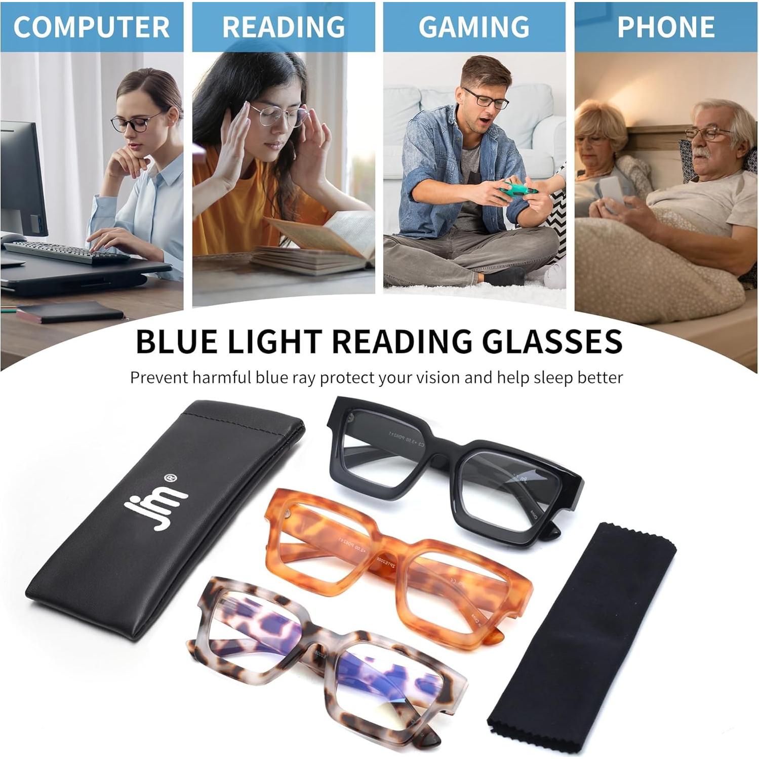 Gafas de Lectura JM 3 Paquetes Anti Luz Azul 2.5x