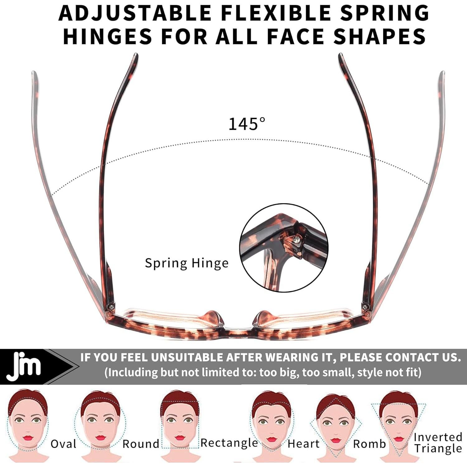 Gafas de Lectura JM 3 Paquetes Estilo Cuadrado con Luz Azul