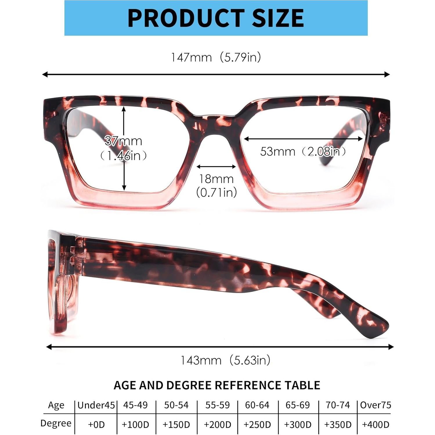 Gafas de Lectura JM 3 Paquetes Estilo Cuadrado con Luz Azul