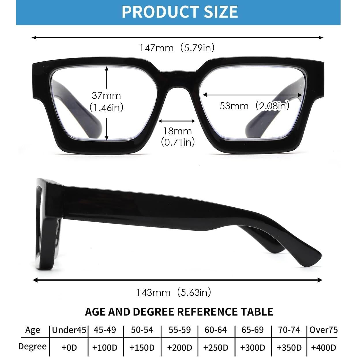 Gafas de Lectura JM 3 Paquetes Anti Luz Azul 2.75x