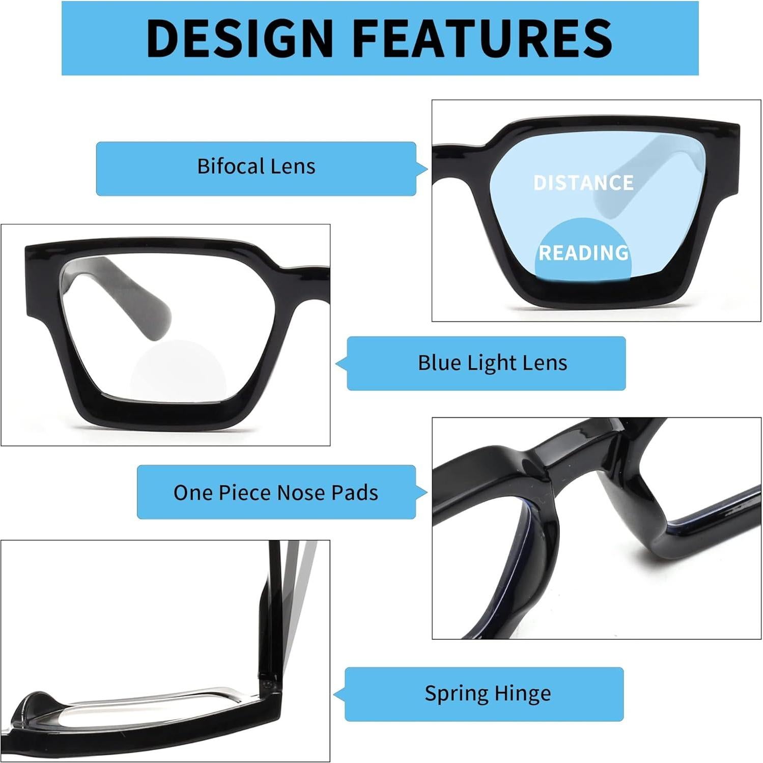 Gafas de Lectura Bifocales JM 2 Pares Anti Luz Azul