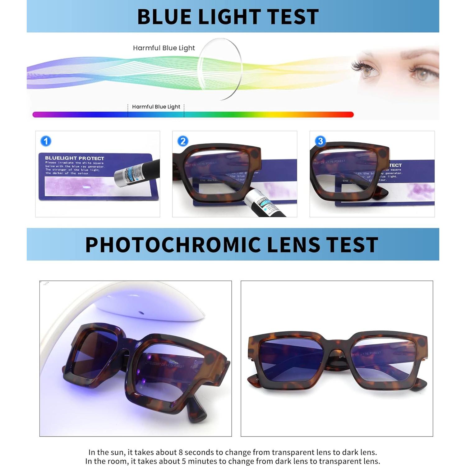 Gafas de Lectura JM Cuadradas Fotoquímicas 2 Paquetes 1.25x