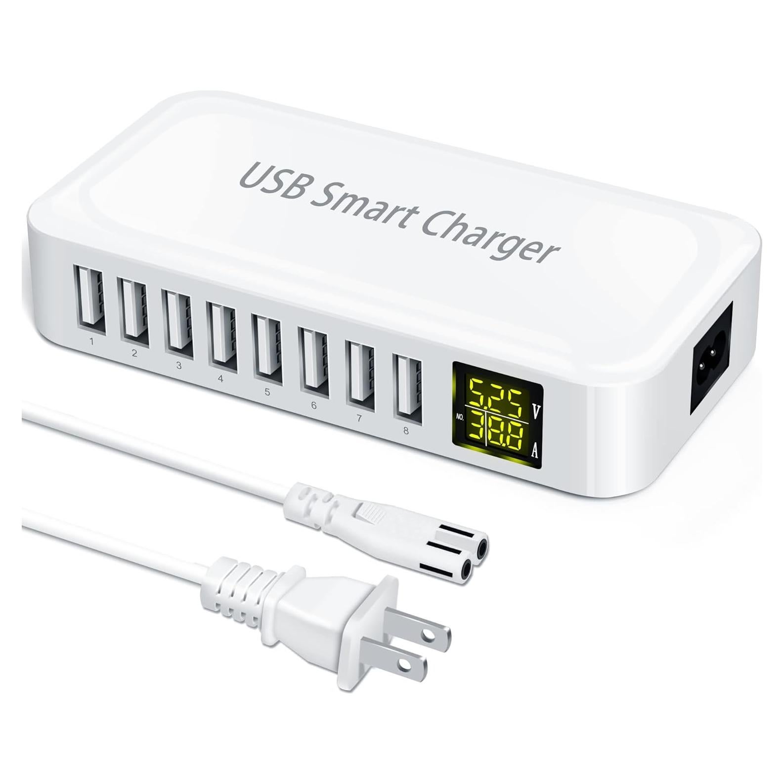 Estación de Carga USB Ziwodiv i6 8 Puertos 60W Cargador Rápido