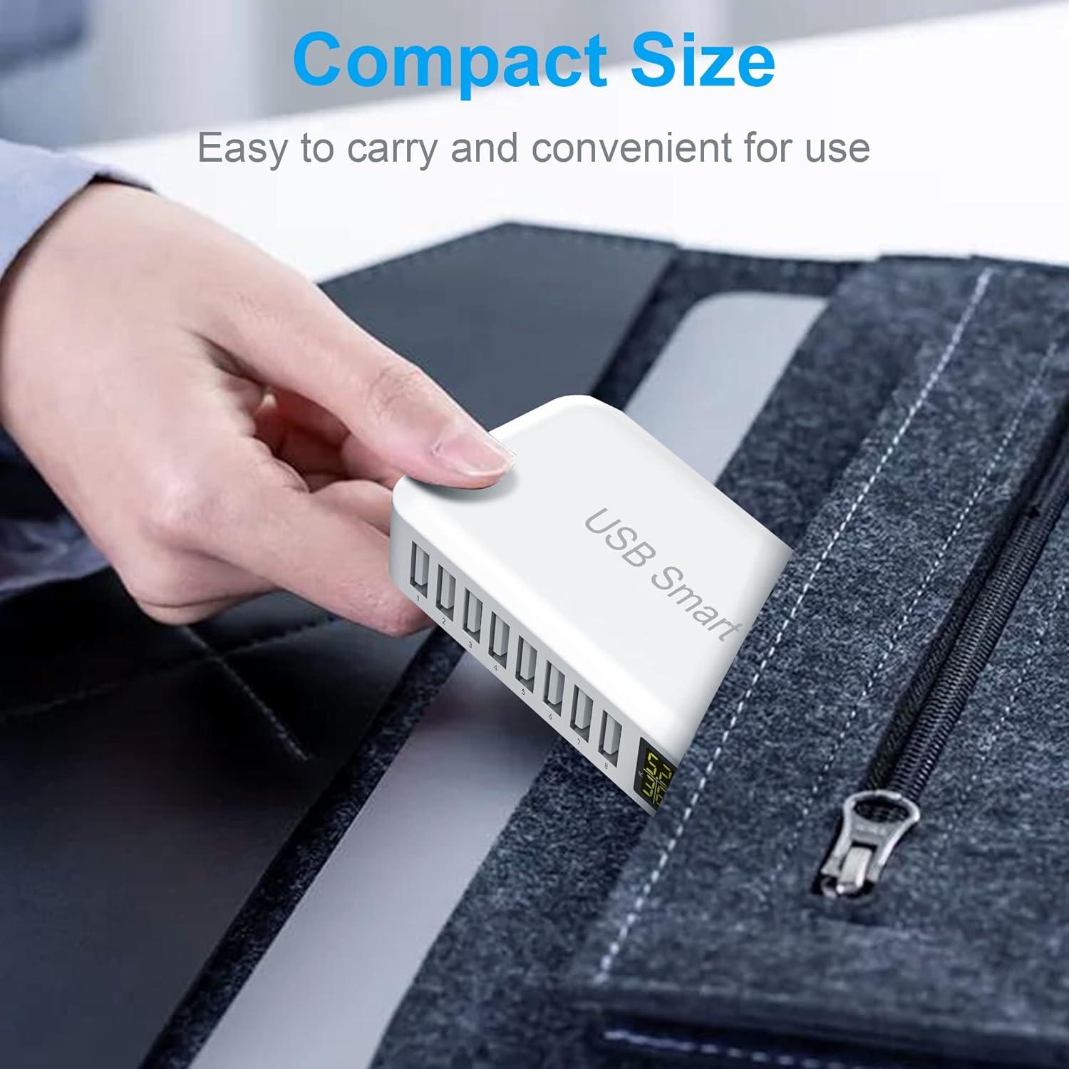 Estación de Carga USB Ziwodiv i6 8 Puertos 60W Cargador Rápido