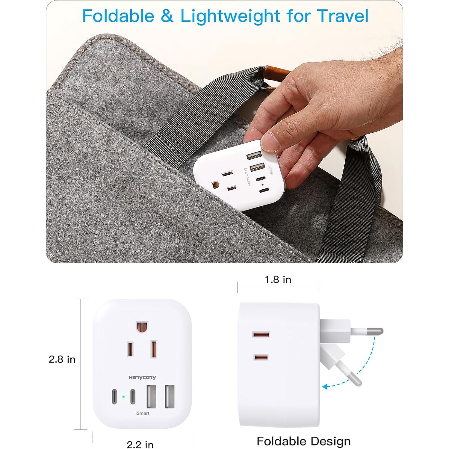 Adaptador de Enchufe de Viaje HANYCONY Tipo C 8 en 1