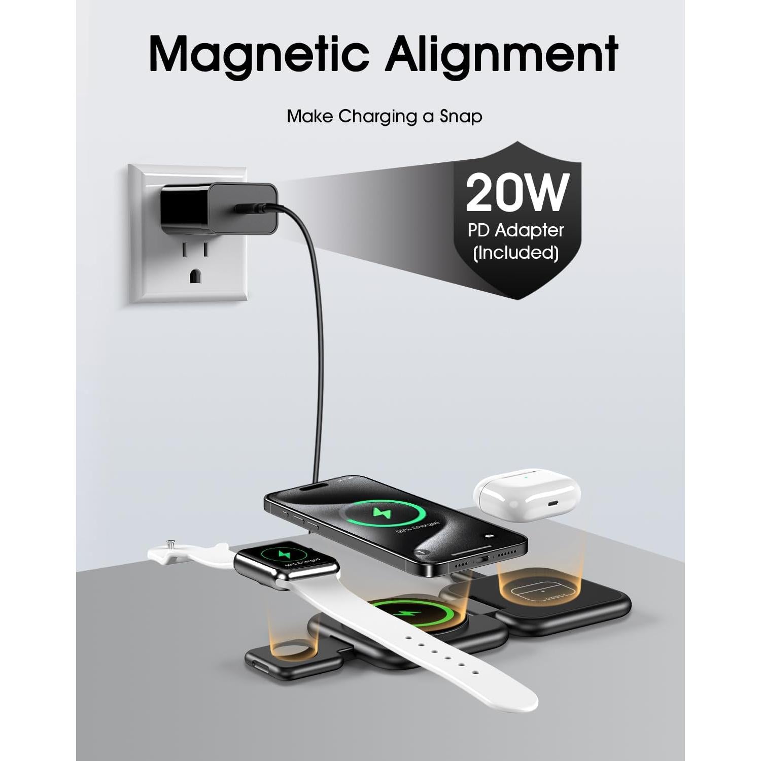 Estación de Carga 3 en 1 Magnética para Apple - Verde