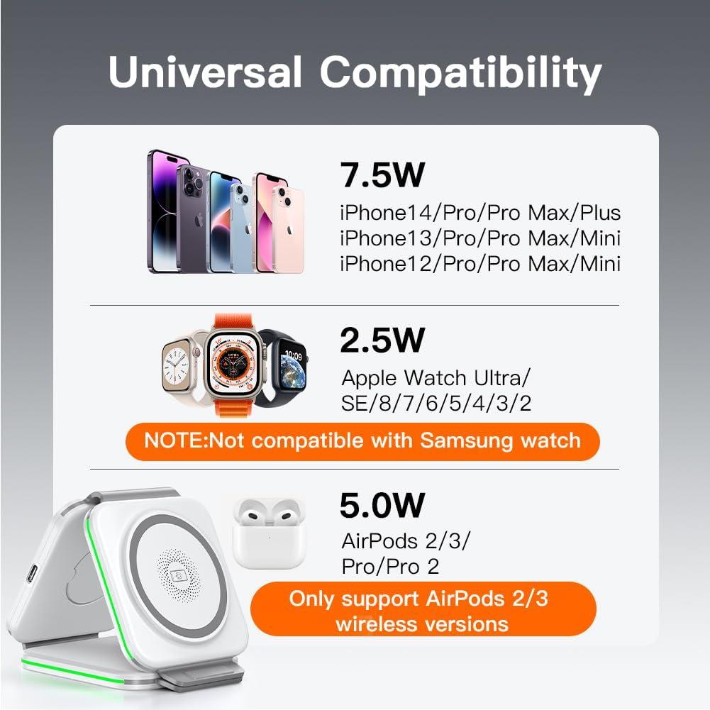 Estación de Carga 3 en 1 Apple F21 Inalámbrica Plegable