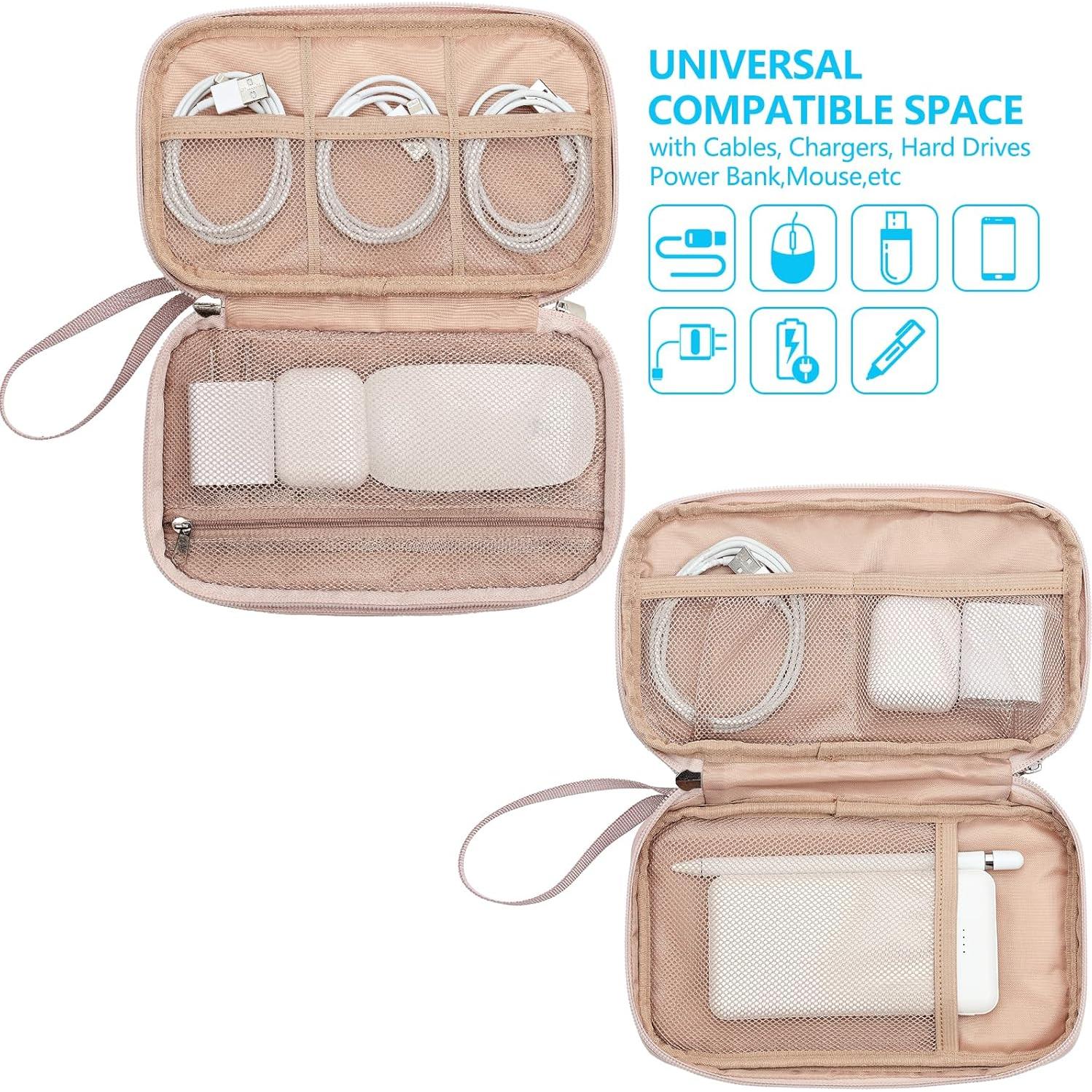 Estuche Organizador de Cables NISHEL Doble Capa Rosa