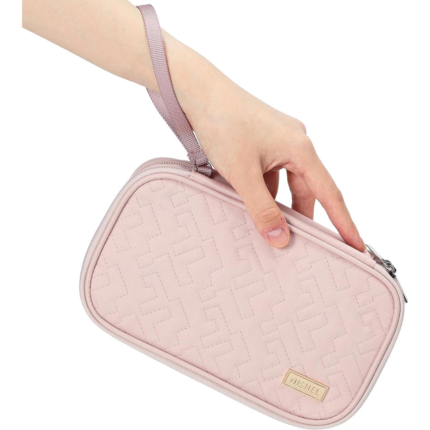 Estuche Organizador de Cables NISHEL Doble Capa Rosa