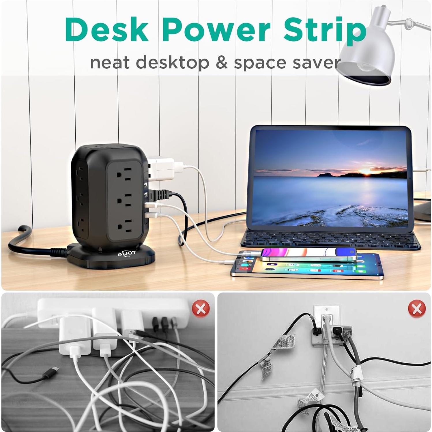 Torre Regletas AiJoy 12 Salidas AC 4 USB Carga Rápida