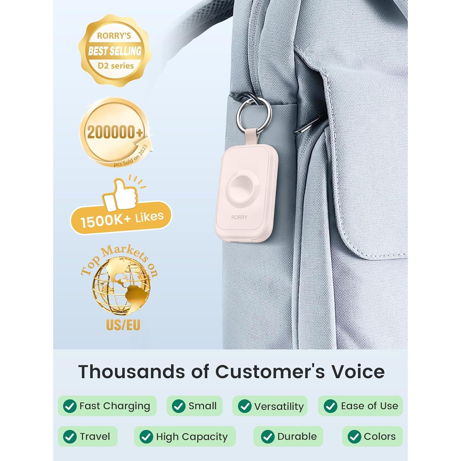 Cargador Portátil RORRY para Apple Watch 2500mAh Carga Rápida