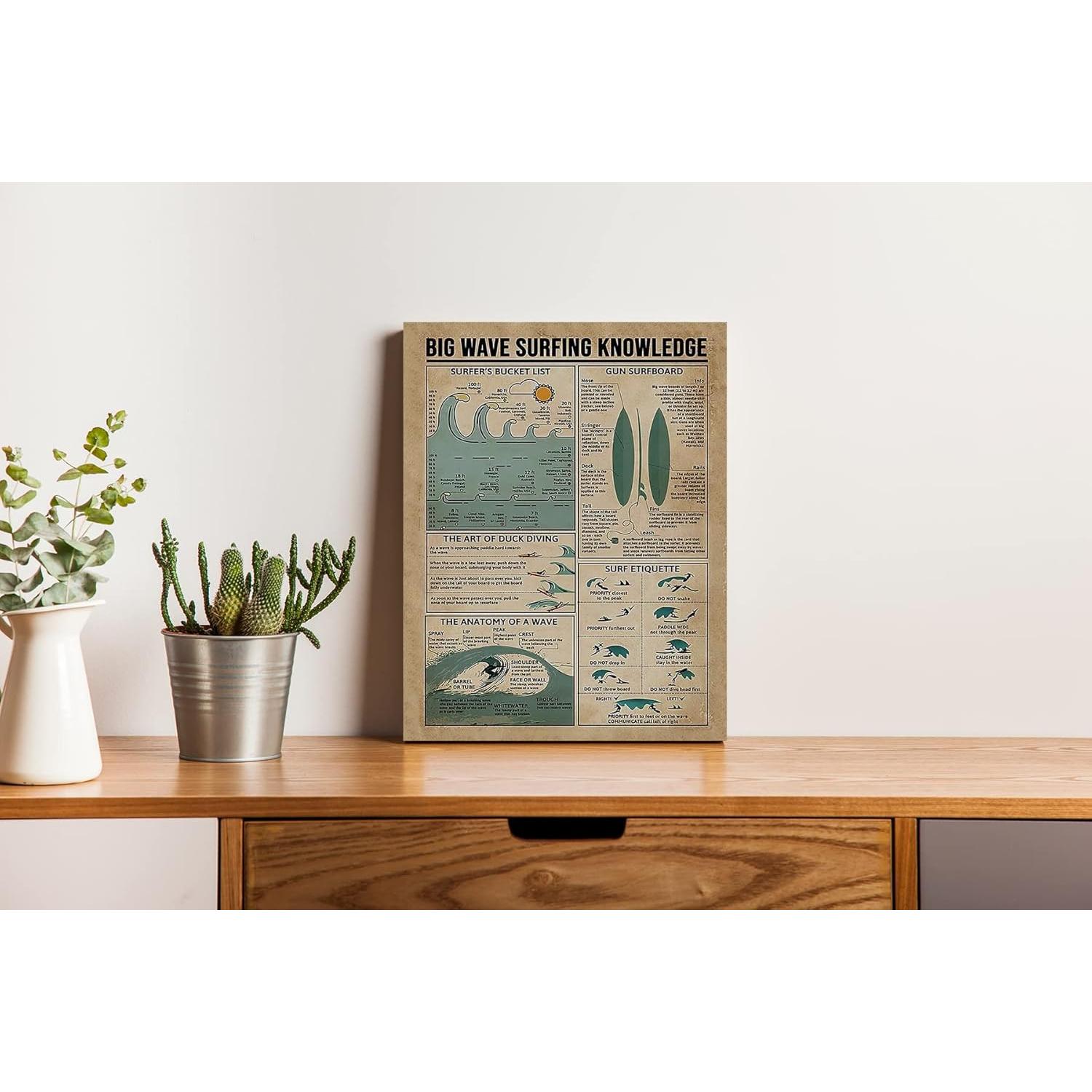 Arte de Pared Lienzo Surfista Vintage 36x28 cm Decoración