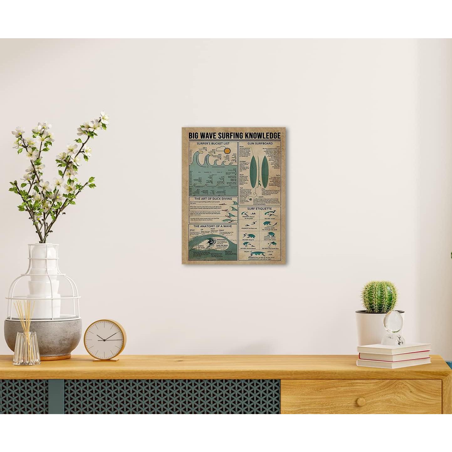 Arte de Pared Lienzo Surfista Vintage 36x28 cm Decoración