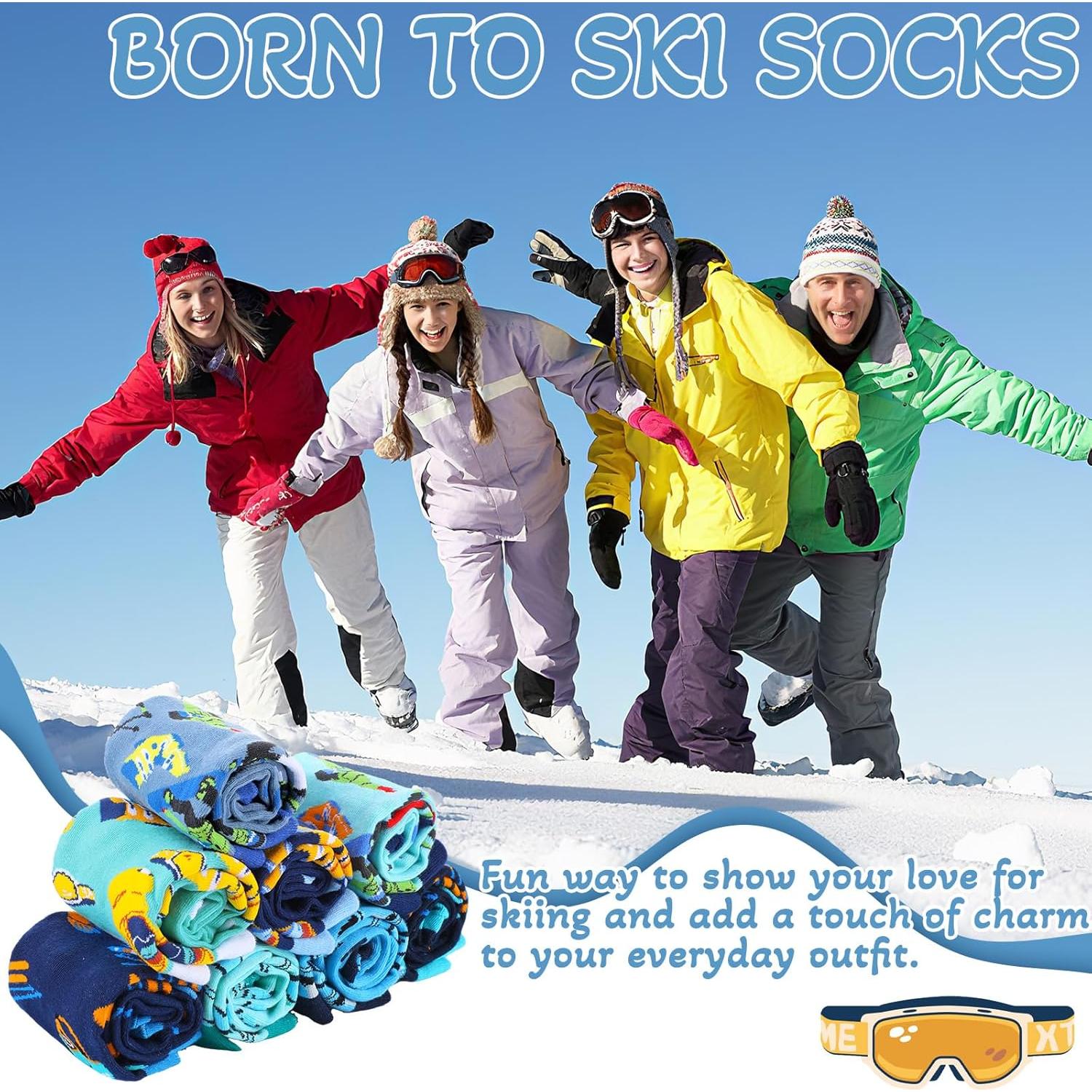 Calcetines de Esquí Divertidos Shihanee - 8 Pares Unisex