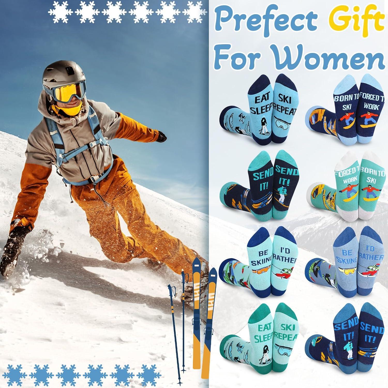 Calcetines de Esquí Divertidos Shihanee - 8 Pares Unisex