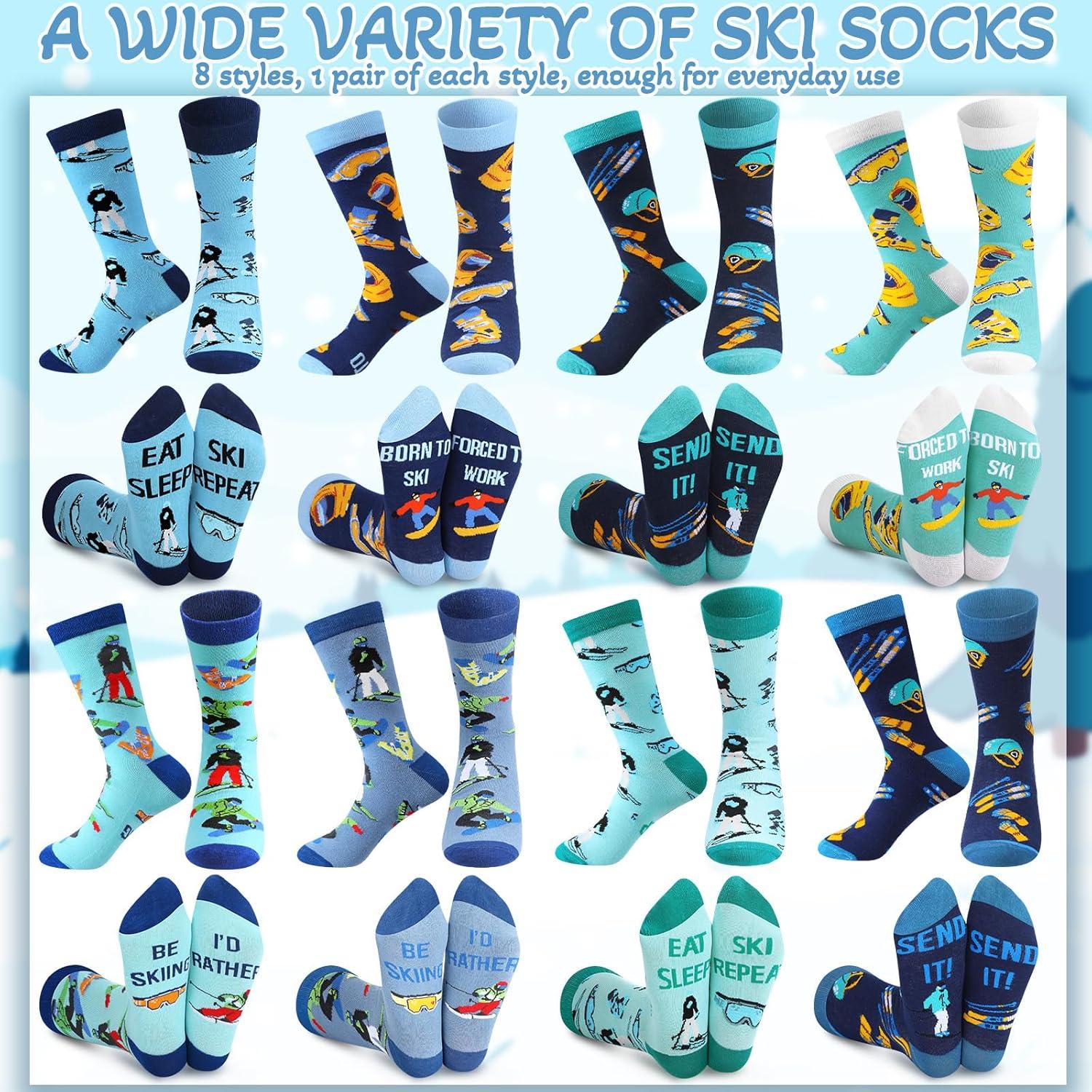 Calcetines de Esquí Divertidos Shihanee - 8 Pares Unisex