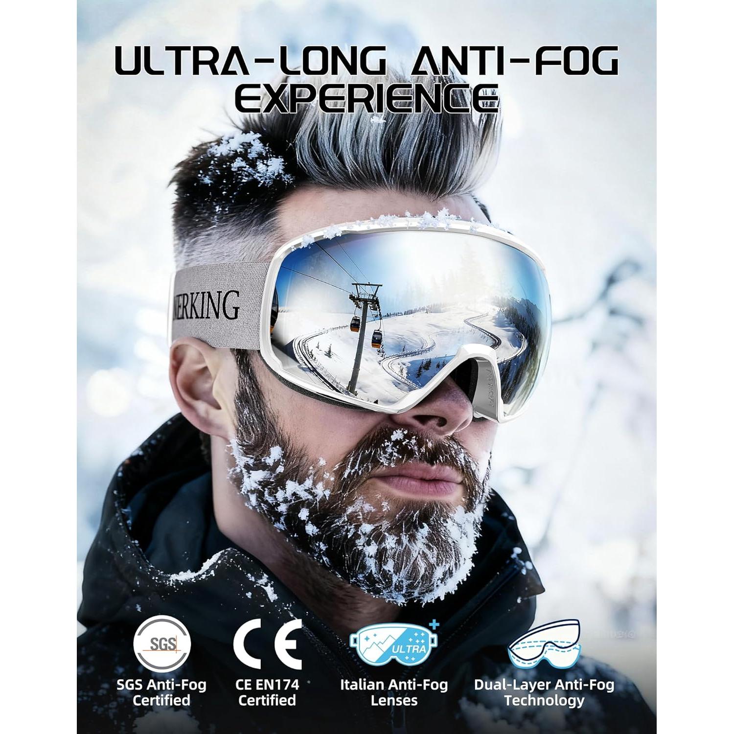 Gafas de Esquí Innerking OTG Antivaho para Adultos y Jóvenes