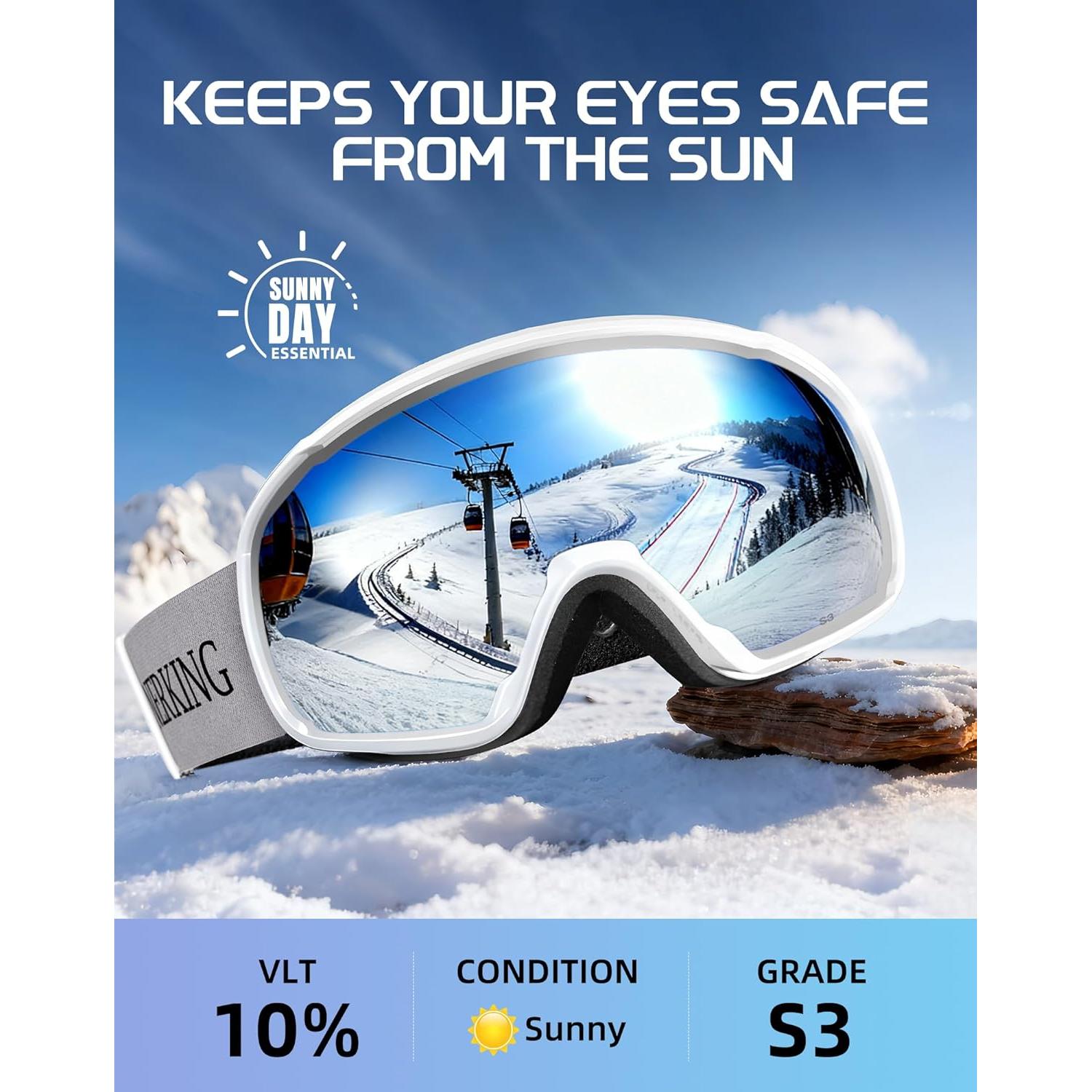 Gafas de Esquí Innerking OTG Antivaho para Adultos y Jóvenes