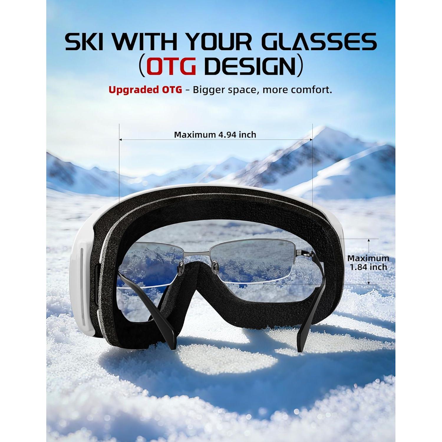 Gafas de Esquí Innerking OTG Antivaho para Adultos y Jóvenes