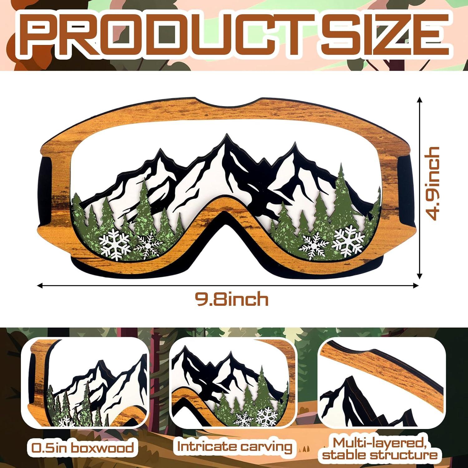 Gafas de Esquí de Madera Decorativas Fiwochic 30x15 cm