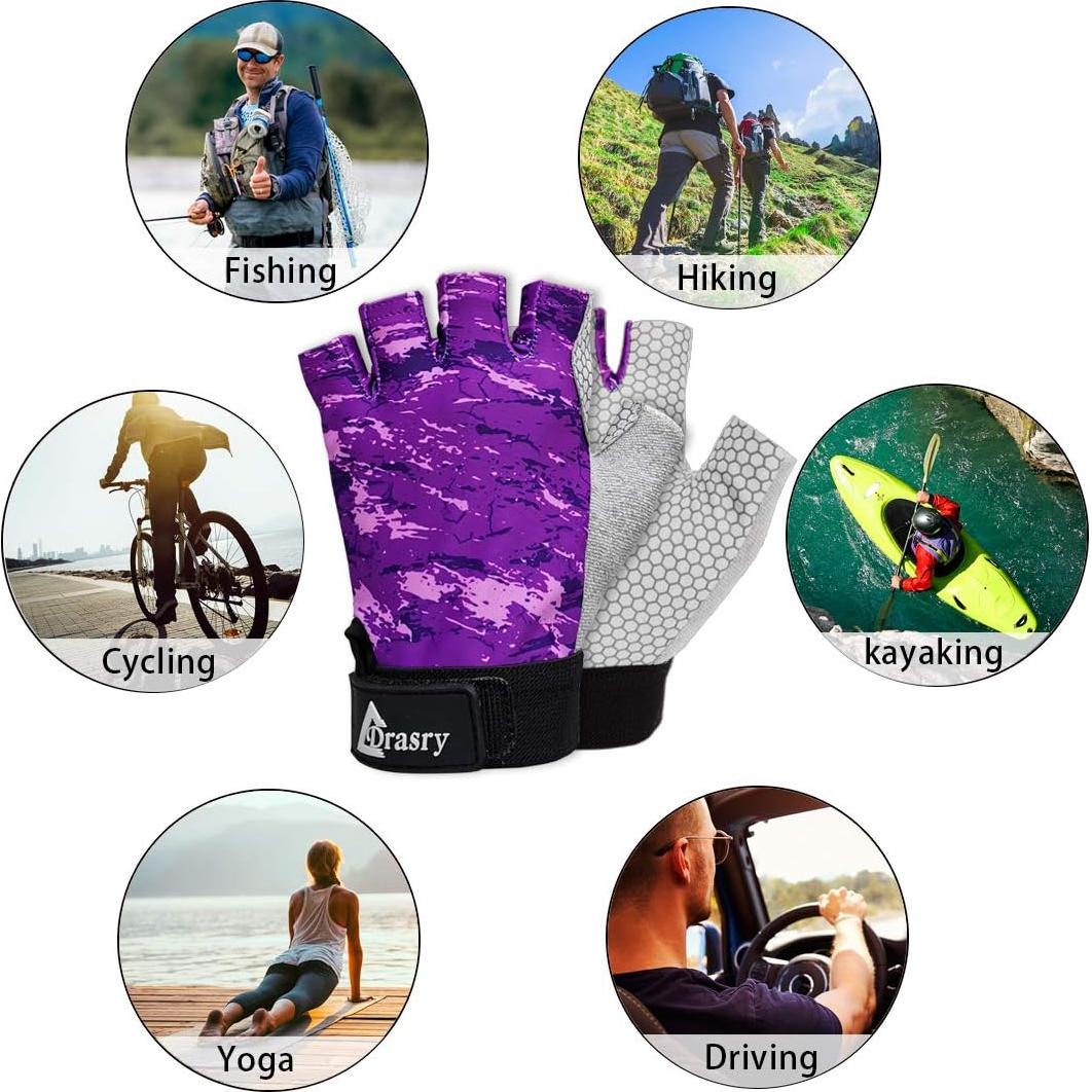 Guantes de Pesca UV Drasry Sin Dedos UPF50+ para Hombres y Mujeres