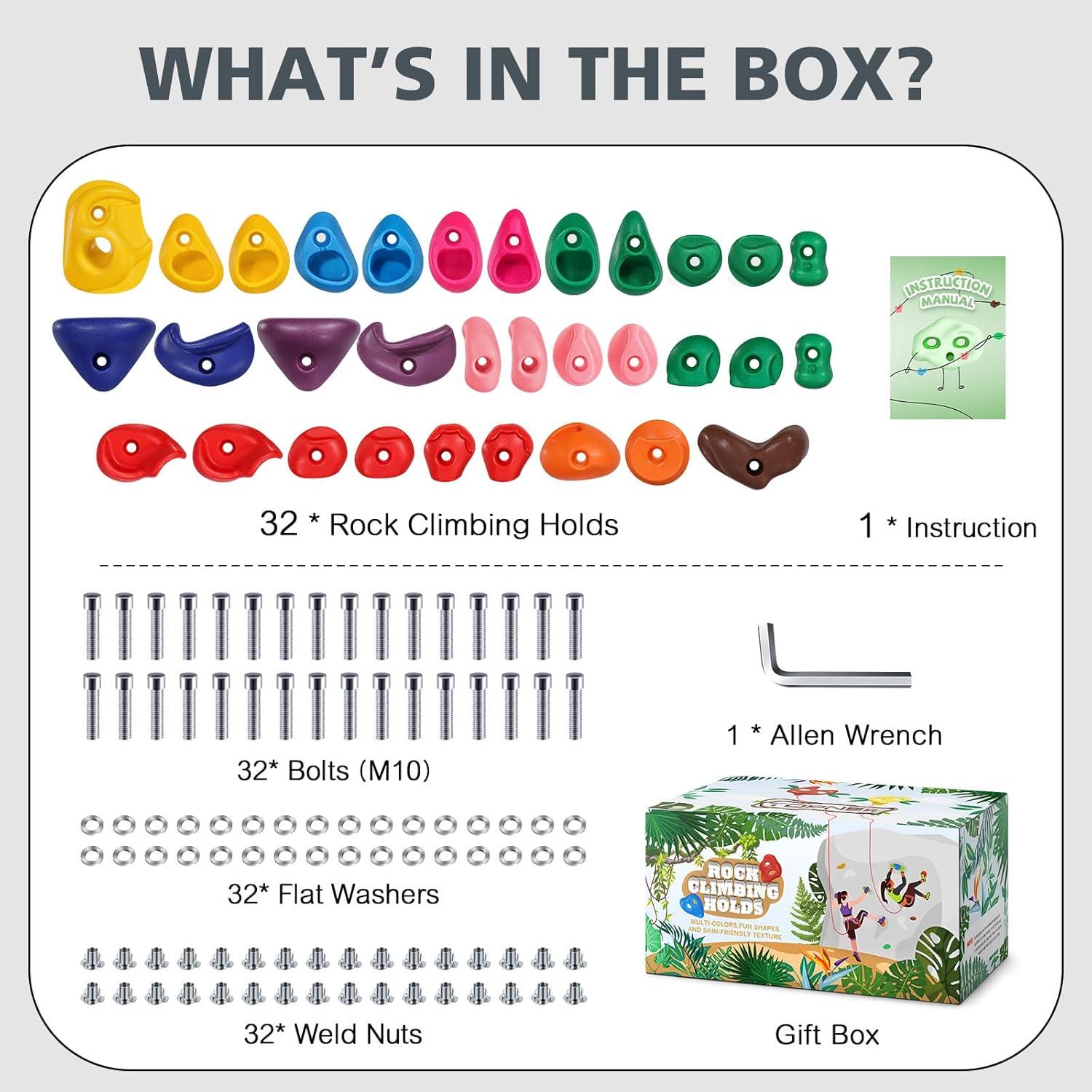 Agarraderas de Escalada TOPNEW 32 Piezas Multicolor para Niños