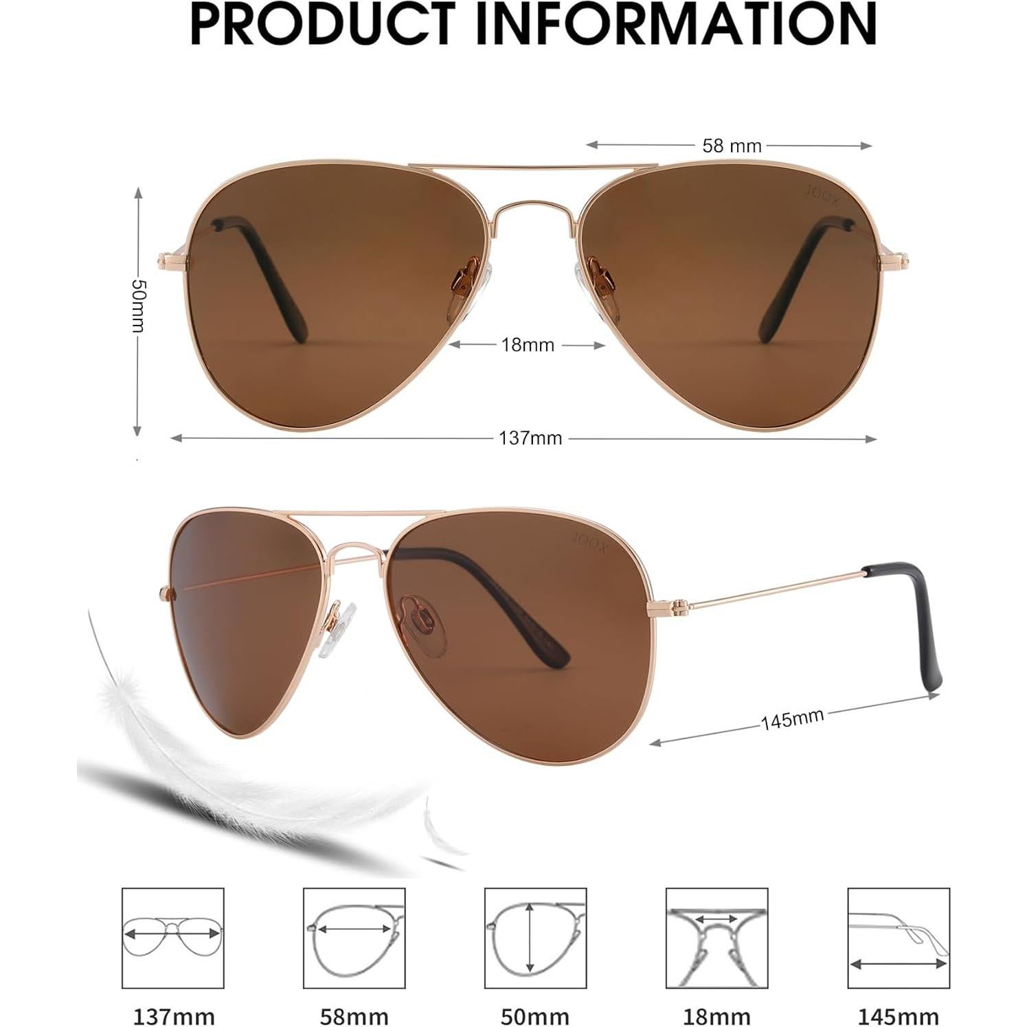 Gafas de sol aviador JOOX polarizadas UV400 doradas