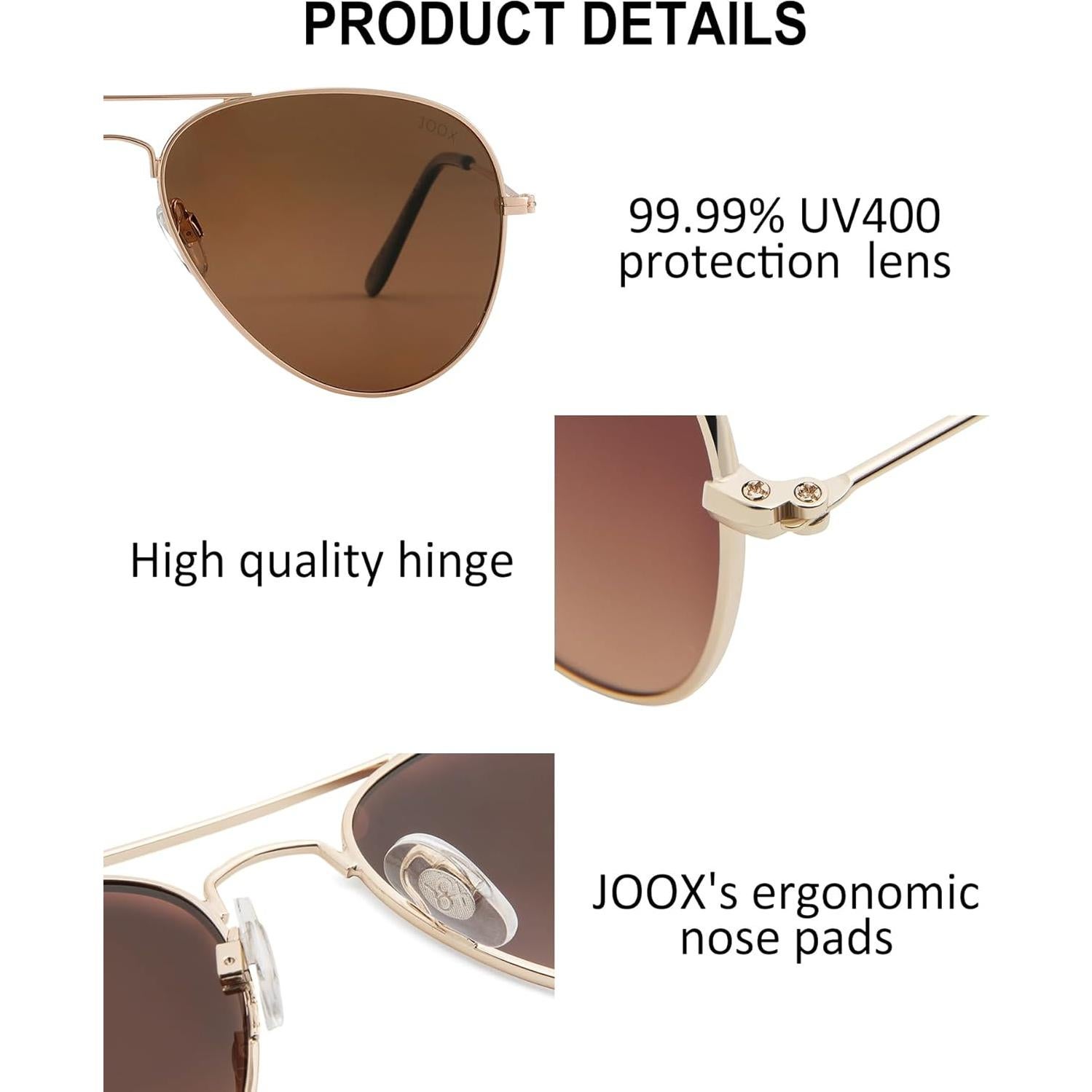 Gafas de sol aviador JOOX polarizadas UV400 doradas