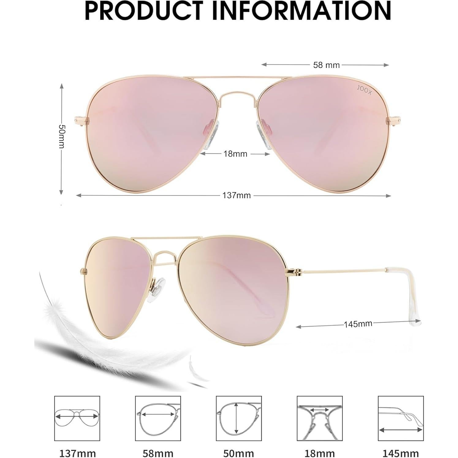 Gafas de sol aviador JOOX polarizadas UV400 doradas