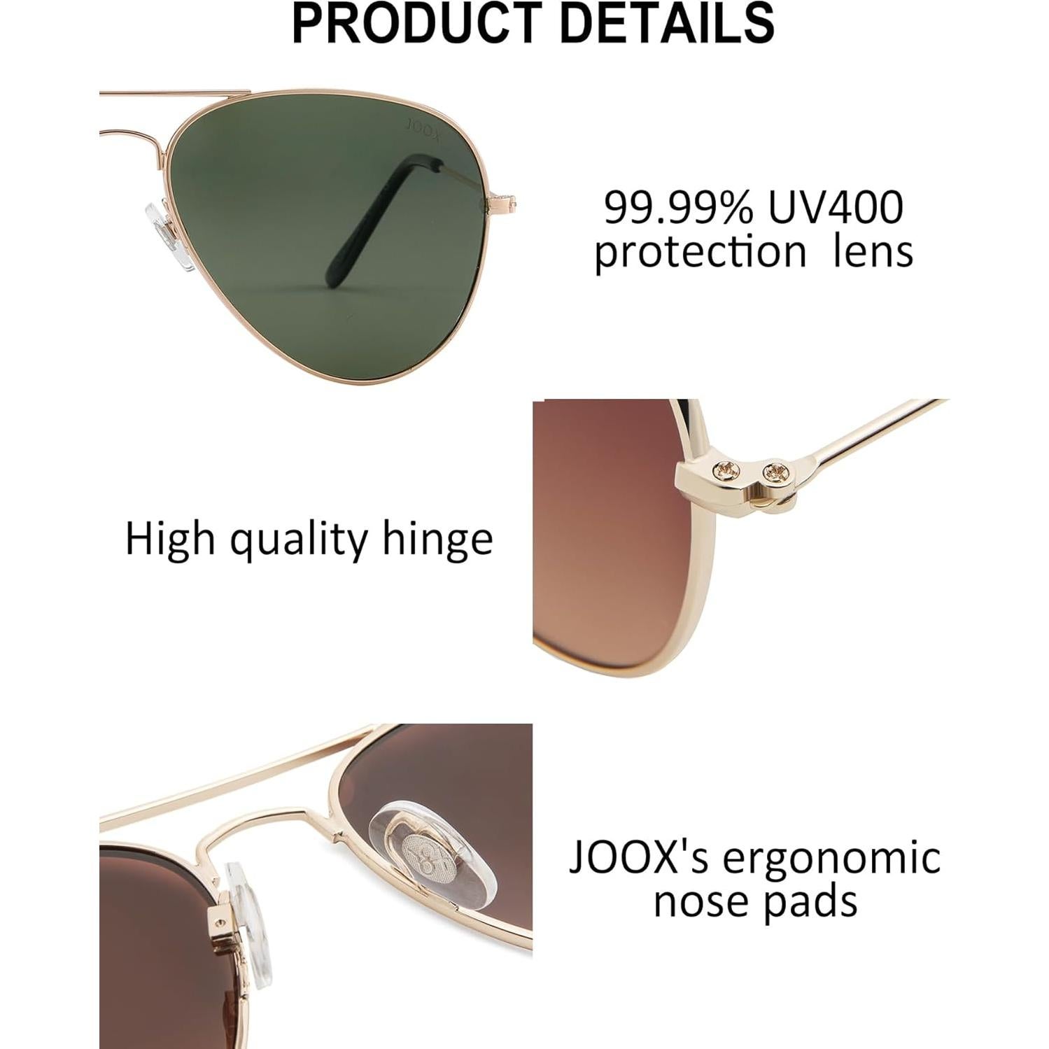 Gafas de sol JOOX aviador polarizadas UV400 doradas