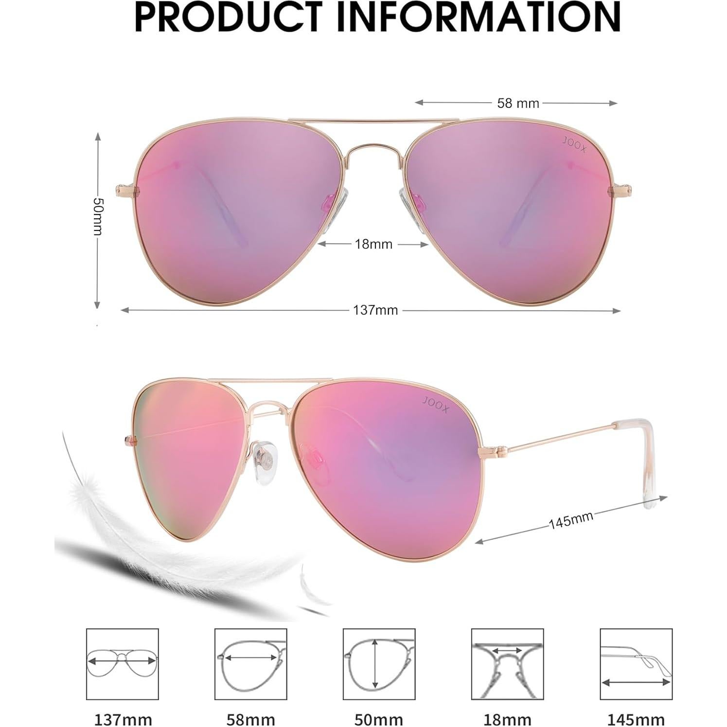 Gafas de sol JOOX aviador polarizadas UV400 oro espejo púrpura